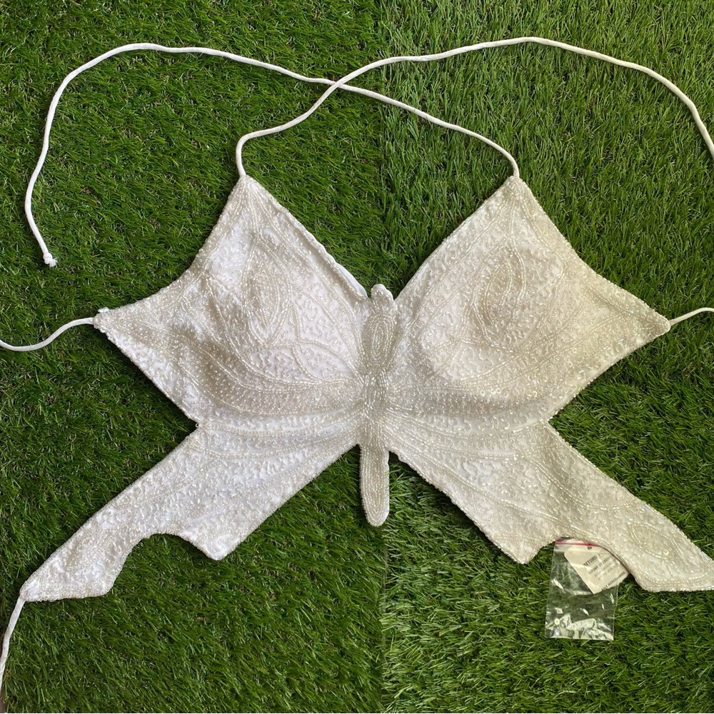 White beaded Butterfly Top
